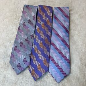 Elegant Geometric Patterned Silk Ties Set